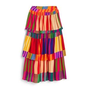 Farm Rio Sunset Stripes MIDI Skirt